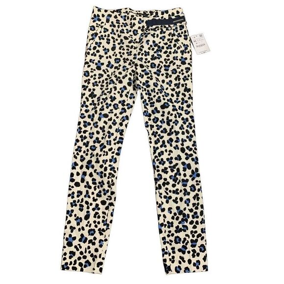 Zara 2620/185/070 new womens black white blue mid rise leopard print pants Xs - Picture 1 of 6